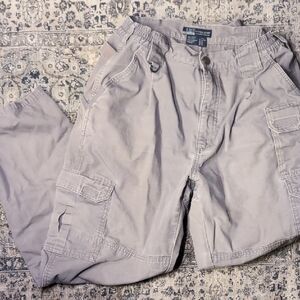 5.11 Tactical Gray Cargo Pants Many Pockets, Hoops Etc